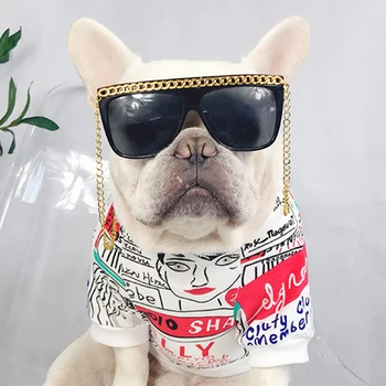 

100% Cotton French Bulldog Summer Breathable Tshirt Pet Dog Clothes for Small Dogs Pets Clothing Pug Sweater Print Costume