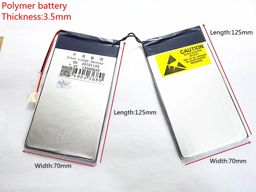 li-po 7.4V 13000mAh 35151125 DIY U30GT U30GT1 U30GT2 dual four-core tablet pc Rechargeable batteries | Электроника