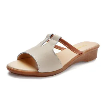 

Summer Plus Size Luxury Sandals Women Leather Femme Flat Drivers Wedges Shoes Occasions Comfortable Female High Heel Sandals