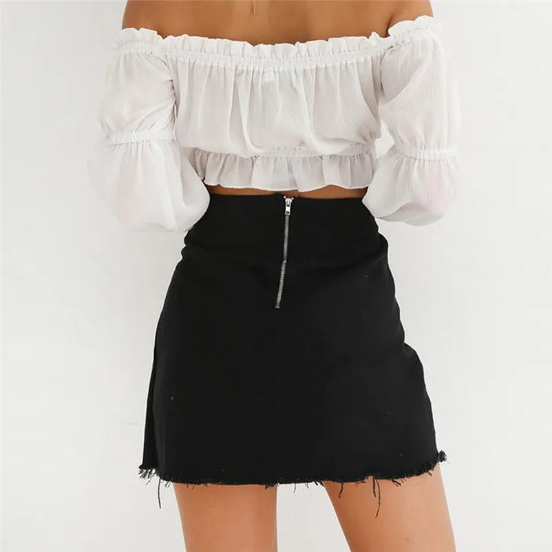 New Fashion 2018 Summer style skirts womens casual High Waist Cowboy Bandage Girls Sexy Uniform Mini Skirt Femme Saia Y04#N (13)
