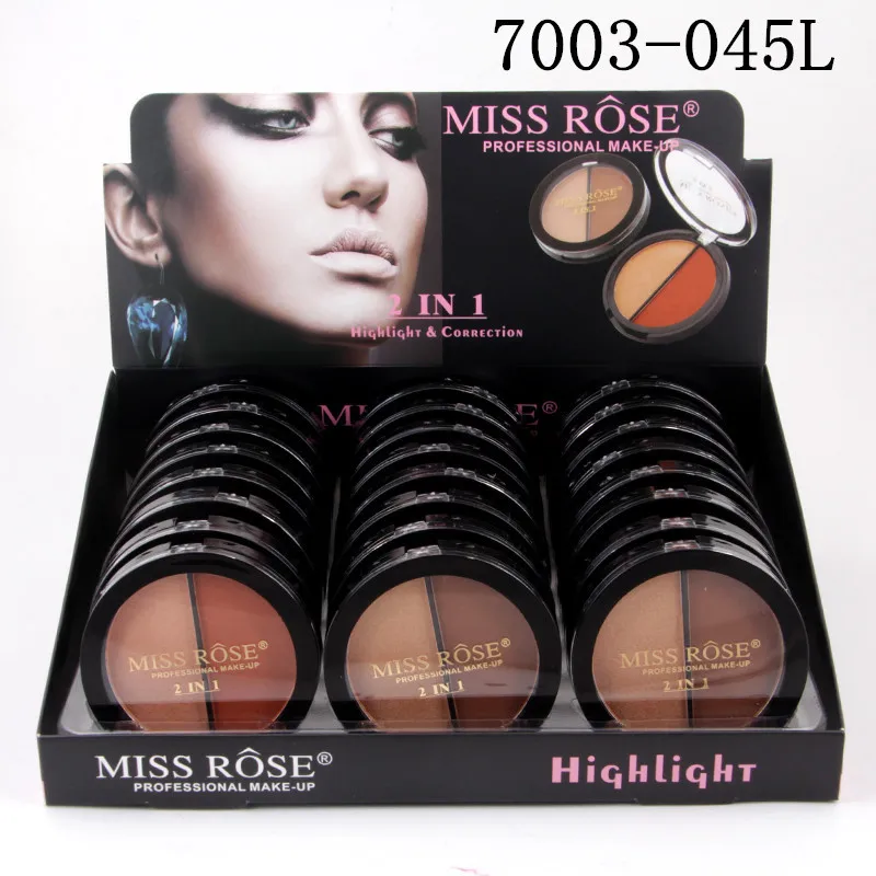 7003-045L MISS ROSE прозрачный чехол Восстанавливающий консилер акне порошок двухцветный порошок стеклянная коробка для торта 24 шт - Цвет: 7003-045L