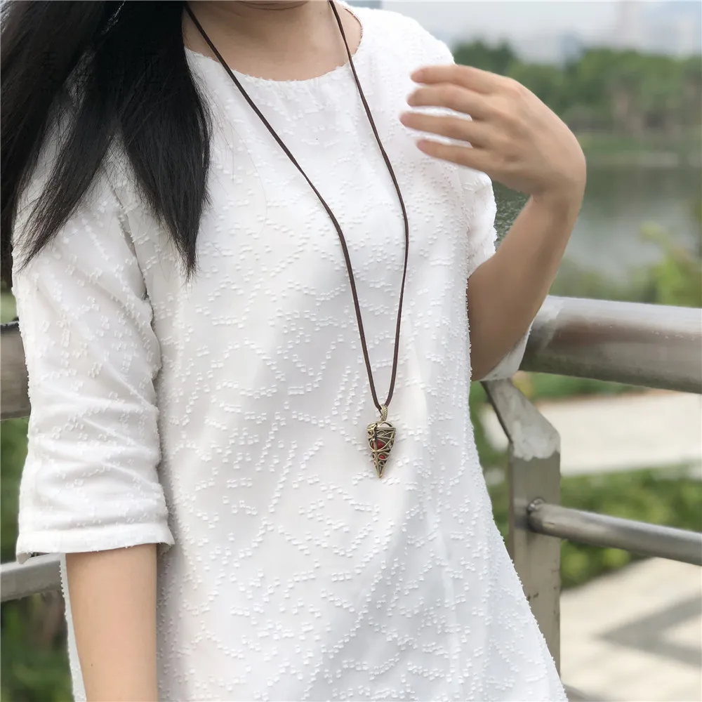 Length Adjustable Leather Chain Vintage Pendants Women Necklaces Gifts