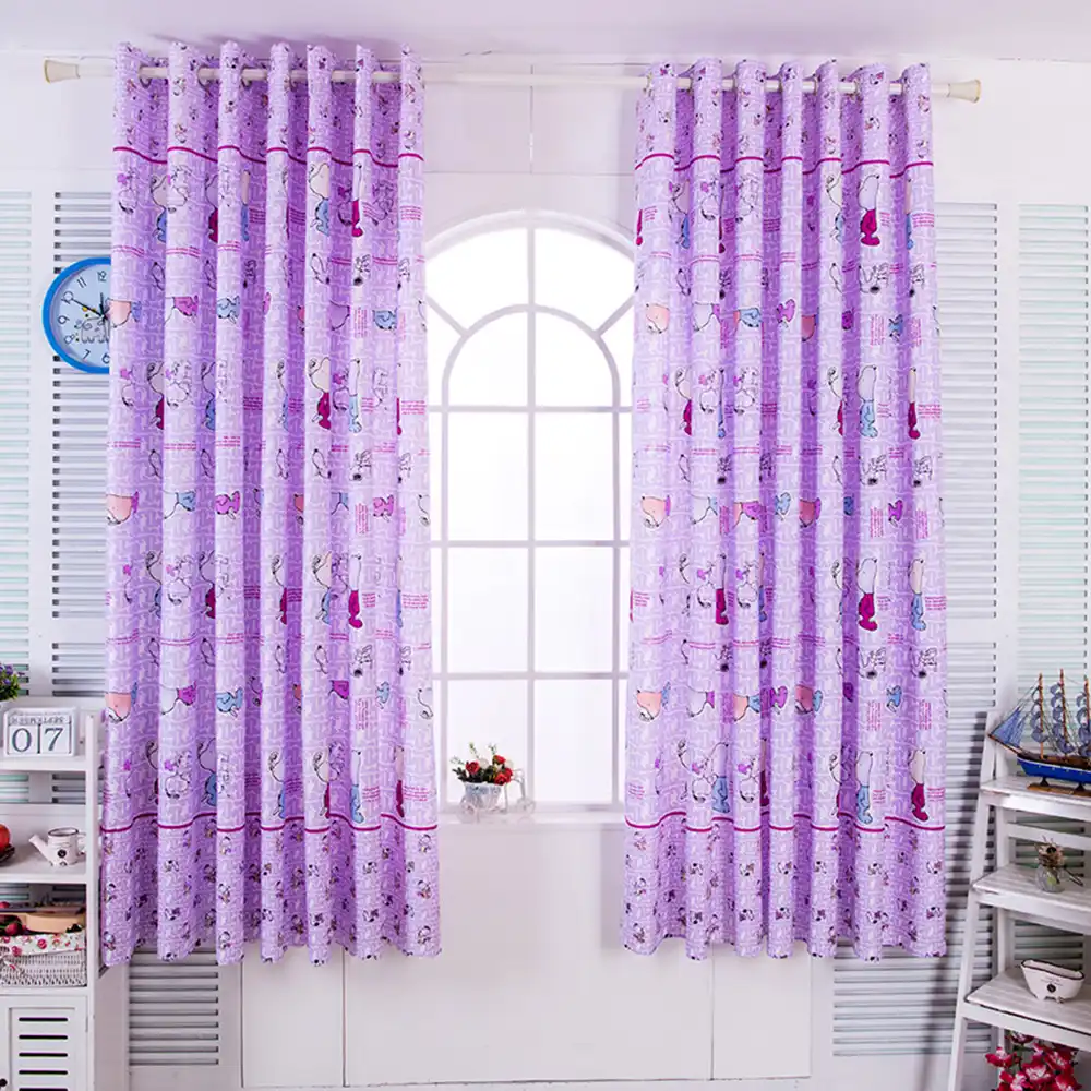 Creative Purple Cartoon Short Curtains For Children S Bedroom Kids
