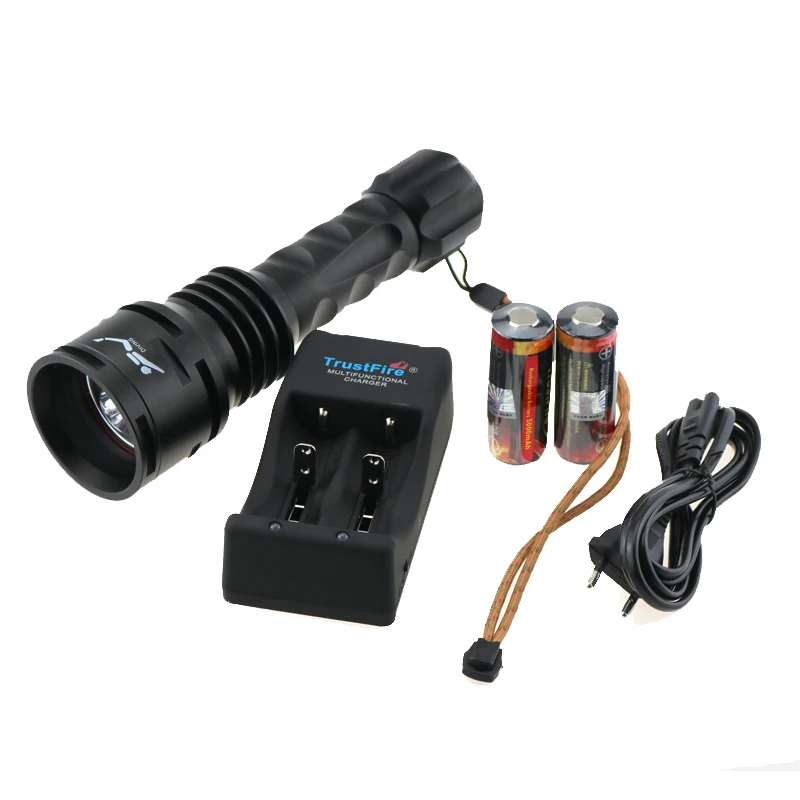 

TrustFire DF003 3T6 3000 lumen Underwater 100m Video Diving Flashlight 3xCREE XM-L T6 LED Torch +2x 26650 Battery + Charger