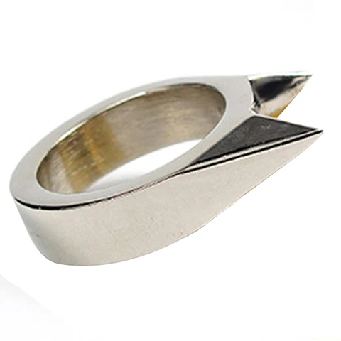 Women Men Safety Survival Ring Tool EDC Self Defence Stainless Steel Ring Finger Defense Ring Tool Silver Gold Black Color
