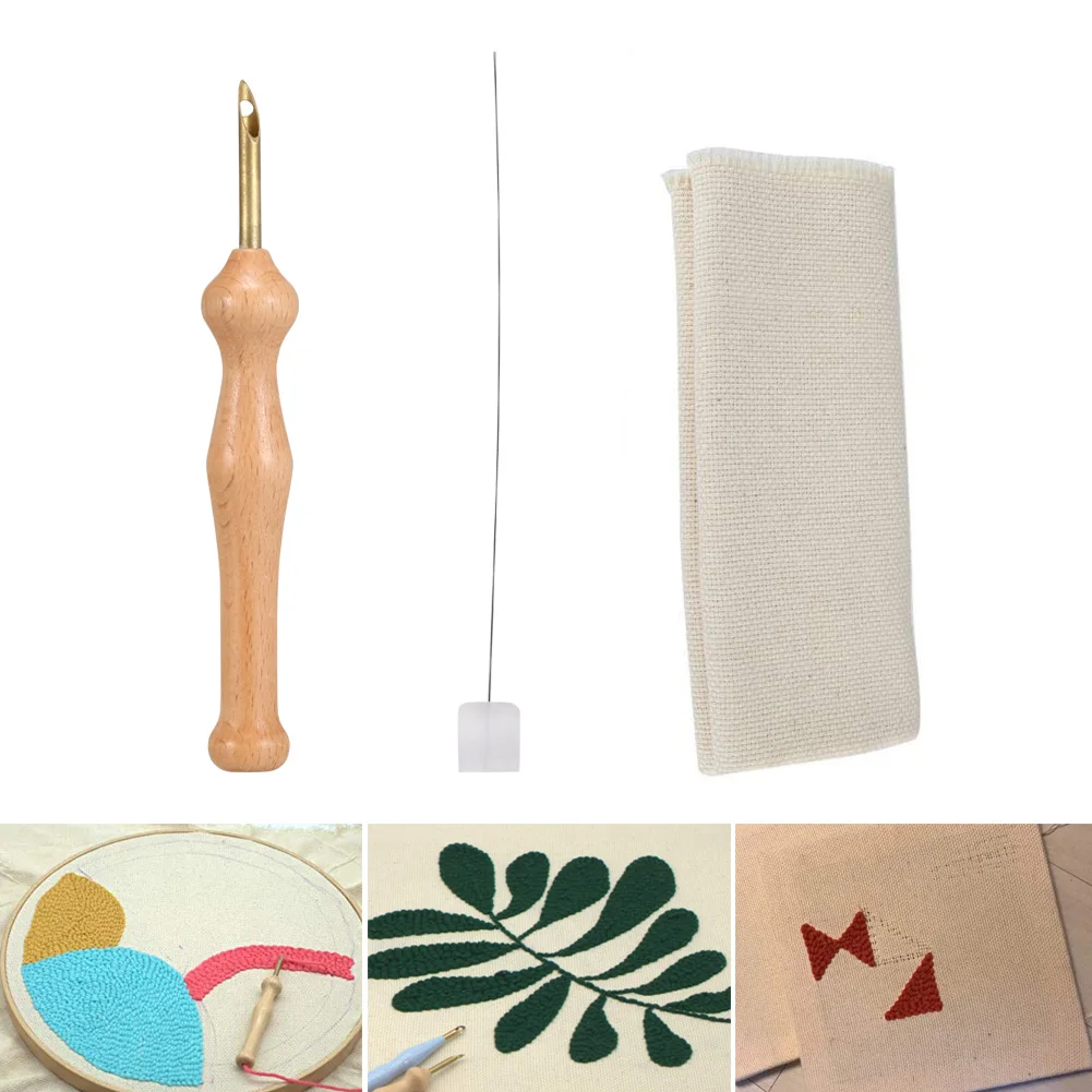 

Magic Embroidery Pen Punch Needle Felting Threader Cloth Set Wooden Handle Table Cloths Craft Tools DIY Sewing LBShippin