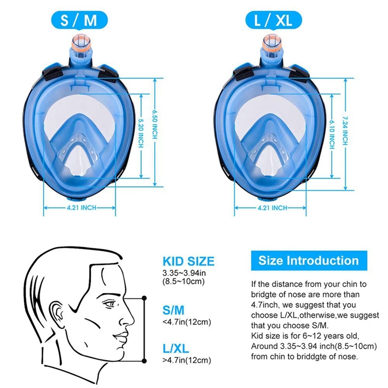 Полнолицевая маска для подводного плавания, маска для дайвинга, съемная, 180 °, панорамный вид, анти-туман, анти-утечка, набор для подводного