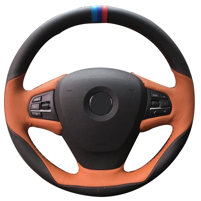Черный кожаный коричневый чехол рулевого колеса автомобиля для BMW F25 X3 2011 2017 F15 X5