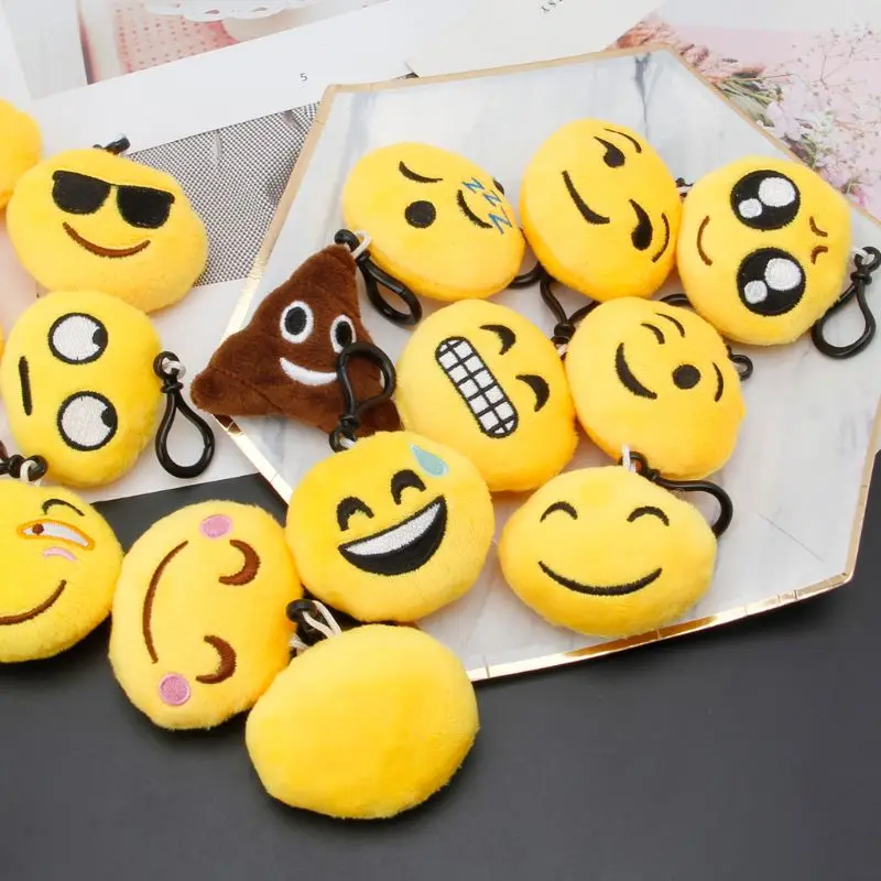 

20 Pack Emoji Keychain Lovely Emoji Plush Pillows Emoticon Key Ring Bag Decor