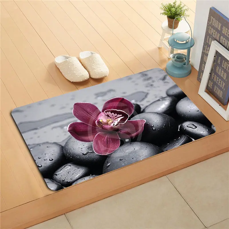 U P22 Custom flower Stone rain raindrops Doormat Home Decor Door mat Floor Mat Bath Mats foot