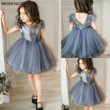 Nerlero/вечерние платья для малышей; платье без рукавов с рукавами-перьями; платье принцессы с блестками; детское праздничное платье; одежда для маленьких девочек