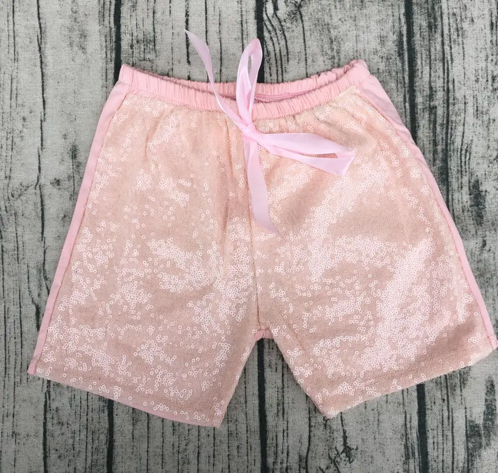 Pink baby dance clothing infant girls fashion sequin shorts toddler pom
