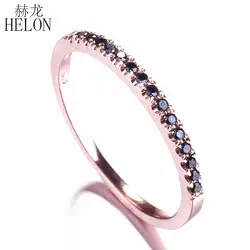 Helon женские черные бриллианты группа Твердые 14 К розовое золото проложить черные бриллианты Обручение Свадебные Юбилей кольцо Ювелирные