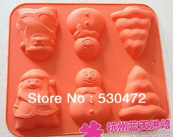 

6 hole snowman silicone Cake Mold Chocolate Mould Ice cube tray 185g hole:11*9*3cm kitchen tools