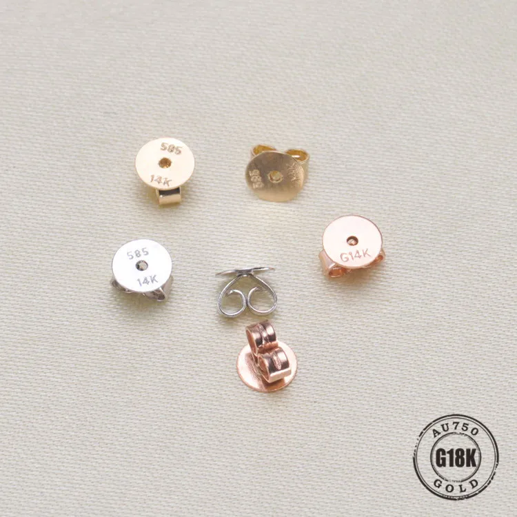 Earrings Jewelry Accessories G14K Gold Round Ear Plugging Blocked Earring Back Stoppers for DIY | Украшения и аксессуары