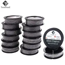 Kanthal A1 Tsondianz Тигр импортная намотка FUSED Clapton куст Quad нагревательный провод 5 m/roll Vape аксессуары плоским смешанный витой катушка проводов