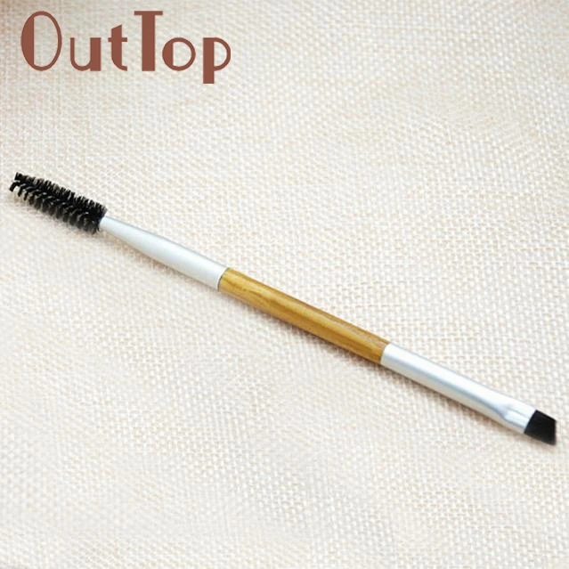 1 шт. высокое качество макияж бамбуковая Ручка Двойная кисть для бровей ресницы расческа для бровей кисти для макияжа 30p1224