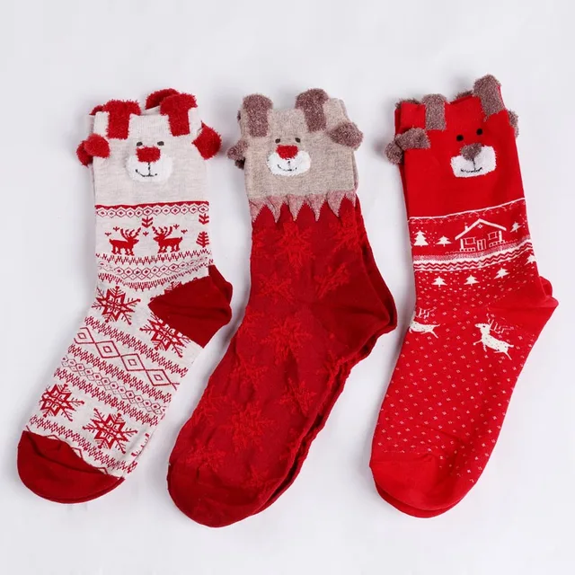 1 pair new winter warm christmas socks deer elk xmas gift kawaii