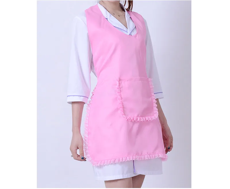 New Korean Women Apron Kitchen Cooking Work Apron Cotton Cafe Cleaning Restaurant Shoulder straps Aprons Bibs With Pockets12