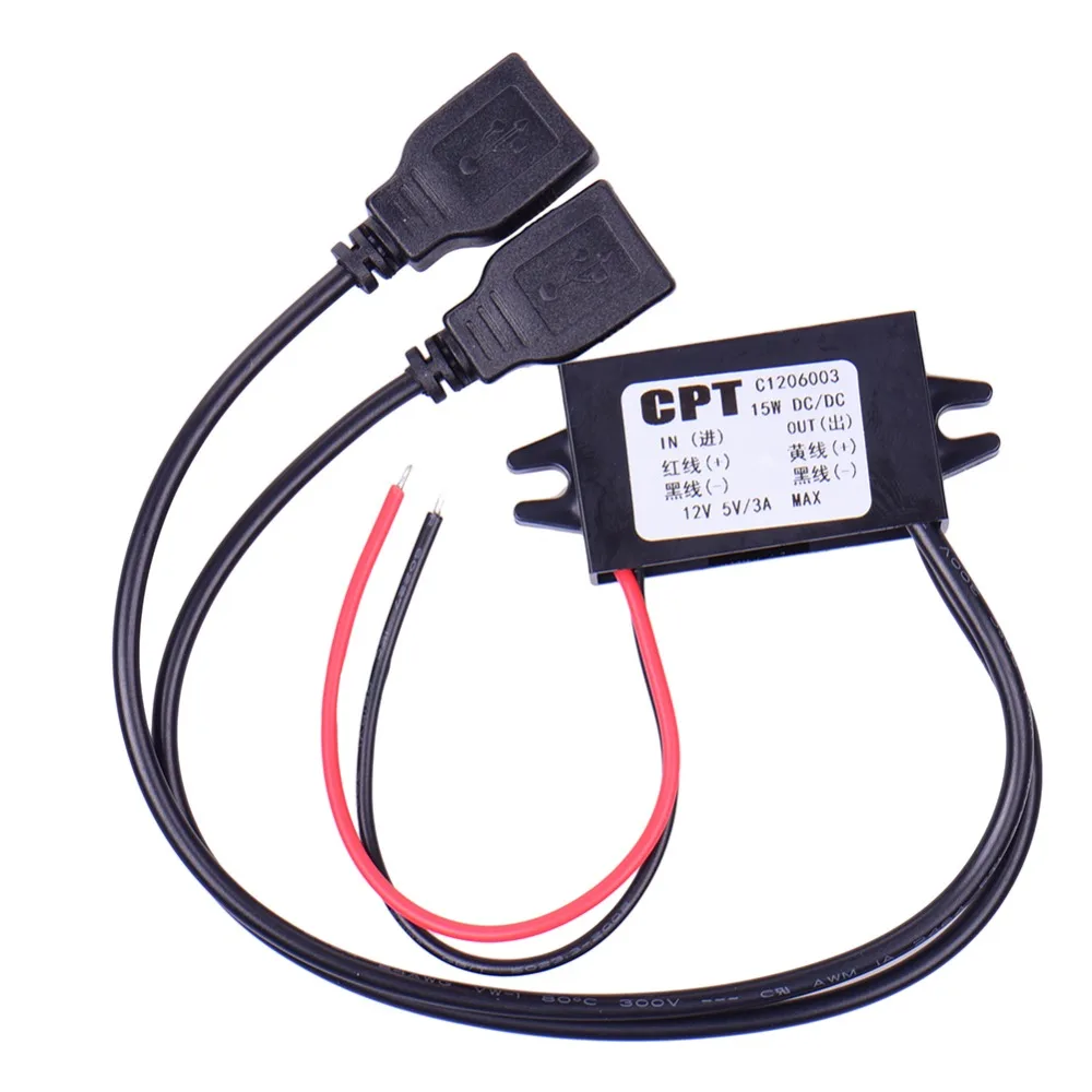 Dual 2 USB DC-DC Car Charger Converter Module 12V To 5V 3A 15W Power Adapter 16