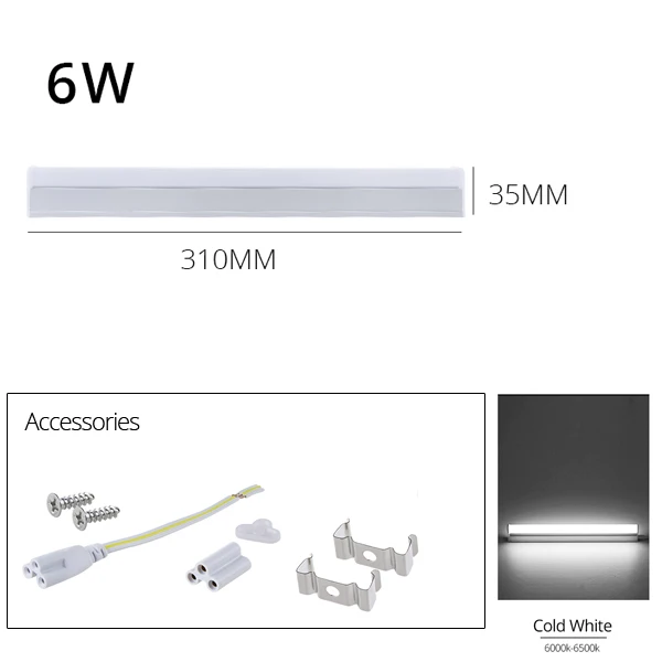 T5 светодиодный труба настенная лампа 220 V T5 светодиодный светильник светодиодный свет шкафа 6 Вт 10 Вт 310 мм 580 мм Люминесцентная T5 трубки Декор шкаф Кухня освещение - Цвет: Тёплый свет