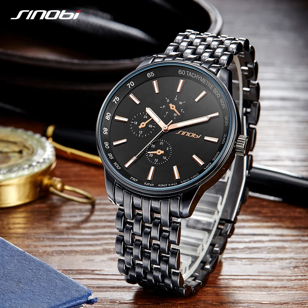 

SINOBI Fashion & Casual Watch Men Women Watches Top Brand Luxury Black Saat Business Lover's Geneva Quartz Relogio Masculino