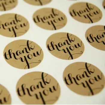 

Free Shipping 500Pcs/Lot Diameter 3.8cm Candy Cake Party Paper Tag Kraft Seal Label Sticker 'Thank You' Circle Point Sticker