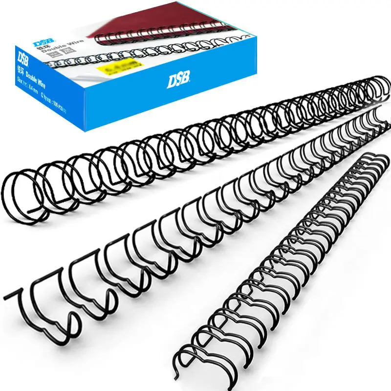 DSB Double Wire Binding Spines, 9.5 mm Diameter, Black, White, 85