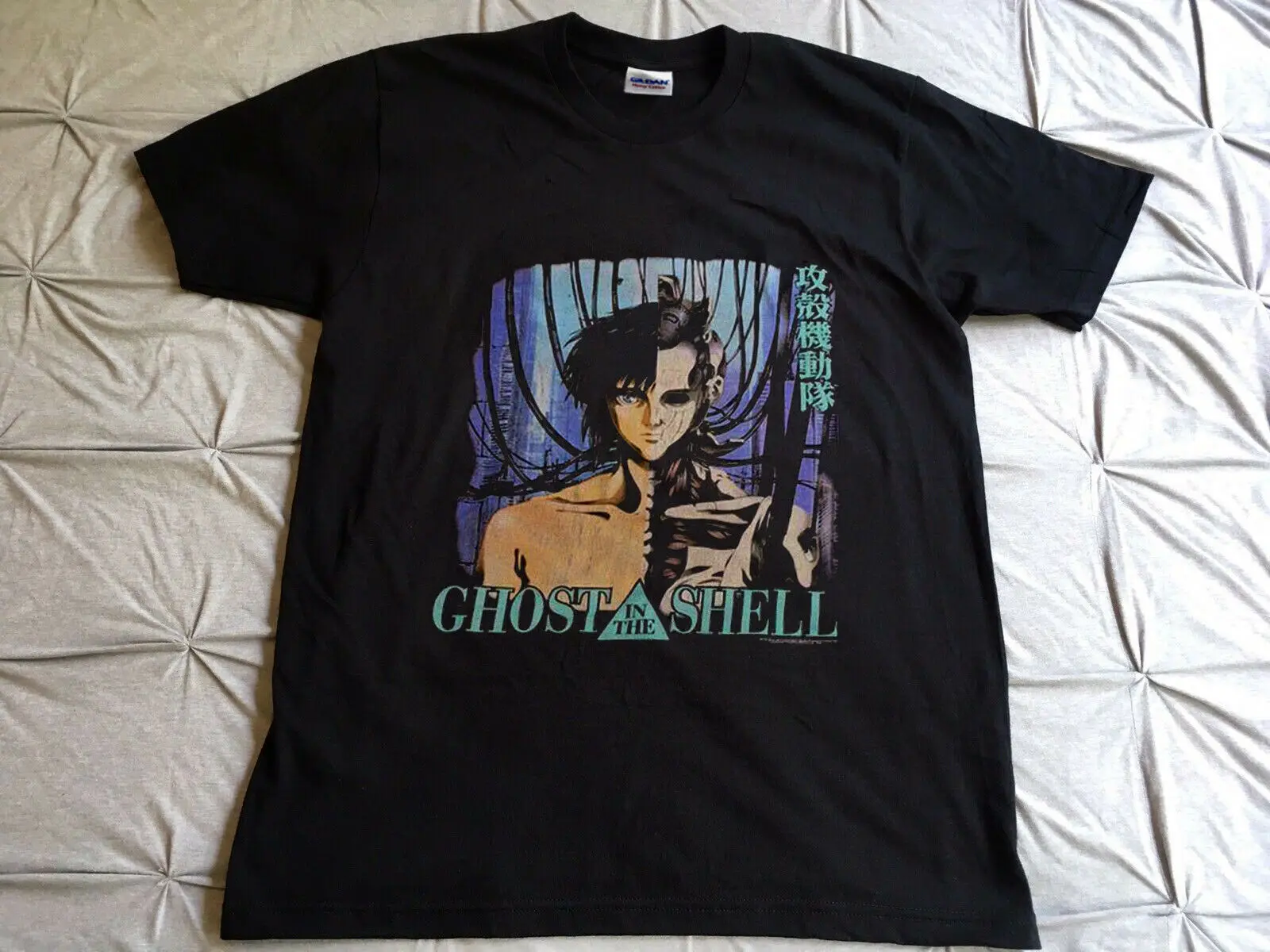 Мужская футболка Ghost In The Shell Футболка мужская черная Аниме Комикс Япония Манга 90 s