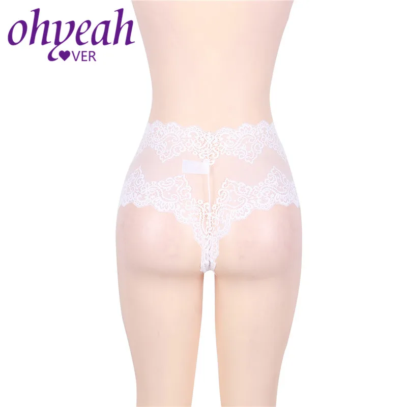 Ohyeahlover Women Thongs and G Strings Transparent Lace Panties Ultra-Thin Underwear High Waist Shorty Femme Lingerie PM5144