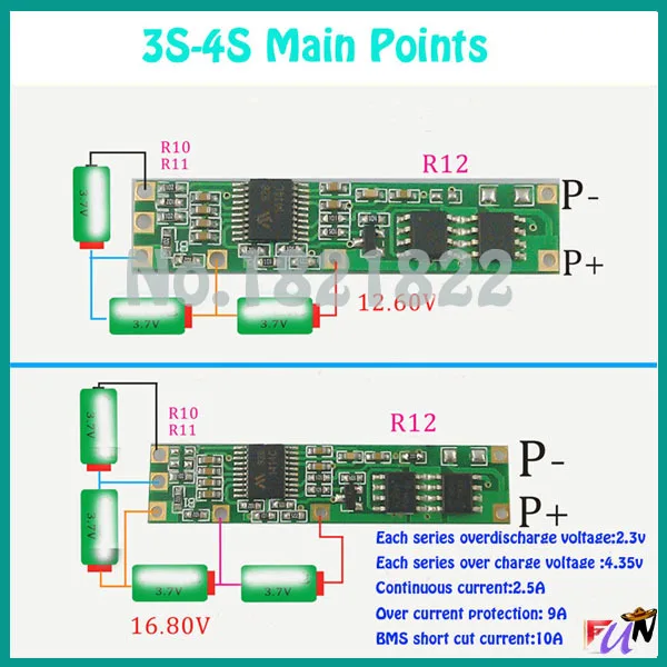 2 шт./партия литий ионная плата 3 7 В с до 8 в pcm bms 11 1 12 6 14 литиевая батарея|li-ion 3s|bms 4s4s |