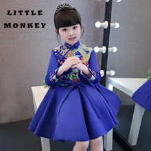 

High-end Wedding Pageant Outfits Princess birthday Party Dress for girls Kid Costume Baby embroidery full Cotton dresses for2-8Y