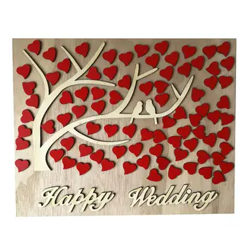 

TPFOCUS Elegant 3D Wooden Heart Tree with 2 Birds Wedding Guest Book Sign Board Wedding Decorations