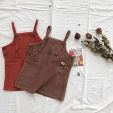 Одежда для детей; малышей; девочек вельветовый сарафан платье с карманами весенне-осенняя детская одежда для малышей Комбинезоны для девочек Стиль платье Костюмы От 1 до 6 лет