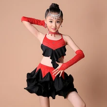 Детская летняя одежда для девочек, детское неравное бальное платье для танцев, комплект, конкурс латиноамериканских танцев, платья Сальса Румба костюмы для танго