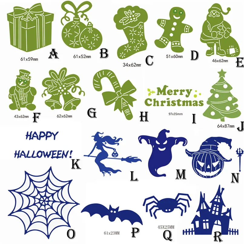 

Merry Christmas Happy Halloween Metal Cutting Dies Craft Stencils Scrapbooking Embossing DIY Wholesale Free Shipping 0H31#F