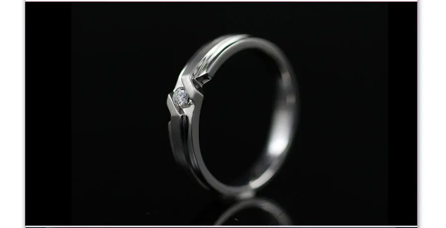 LASAMERO кольца для мужчин 0.065CT круглый вырез натуральный центр, украшенный Бриллиантами Кольцо 18 к белое золото обручальное свадебное кольцо