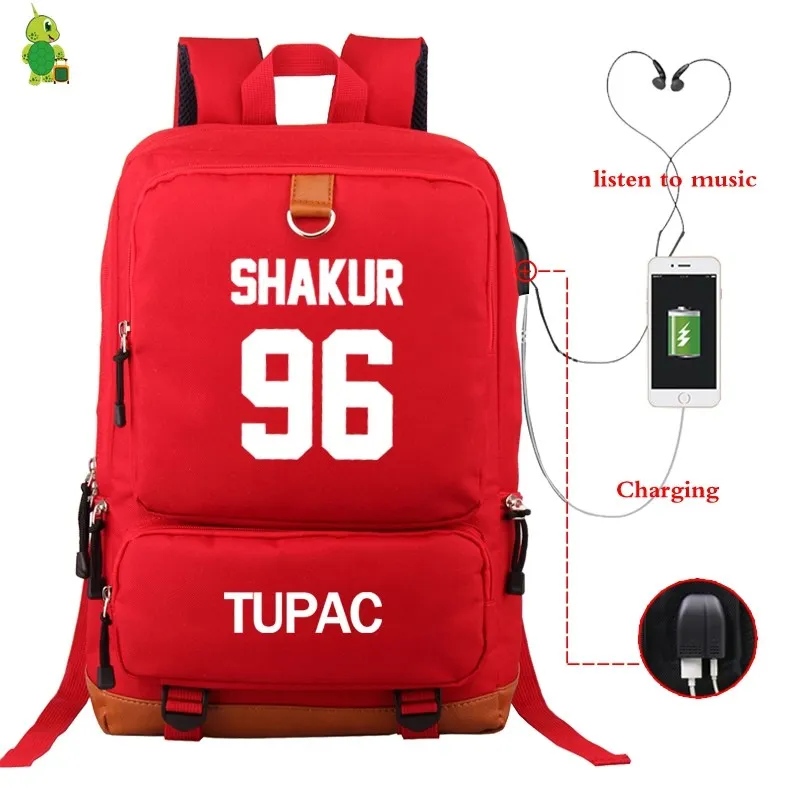 Tupac 2Pac USB зарядка рюкзак для женщин и мужчин ноутбук рюкзак хип хоп школьные сумки для подростков девочек мальчиков большие дорожные сумки на плечо