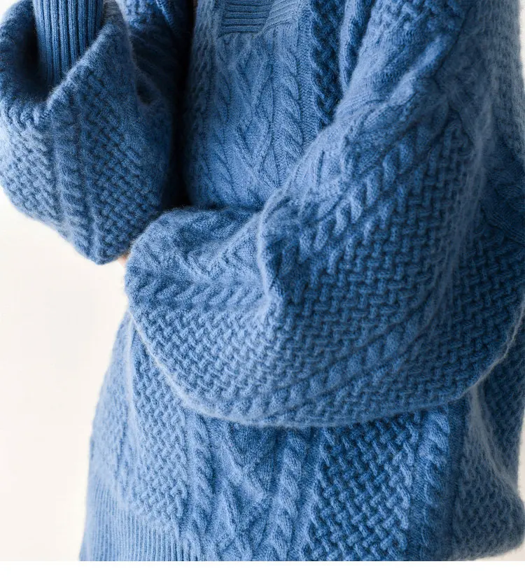 Женский кашемировый шерстяной пуловер с v-образным вырезом, вязаный пуловер, свитера, толстый гибкий мягкий свободный облегающий изумруд