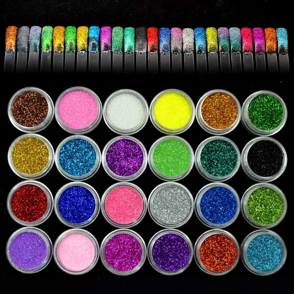 24 цвета акриловый лак для ногтей 0 3 мм тонкий Пудра Блеск пыль украшение Nailart