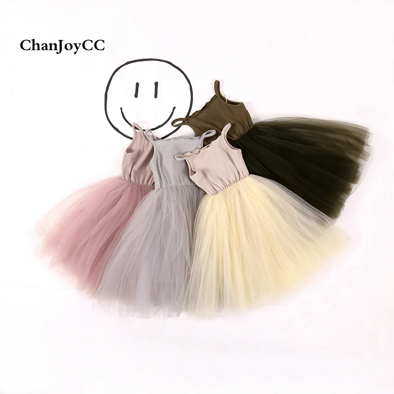 Платье для девочек ChanJoyCC хлопковое повседневное милое платье с сетчатой сеткой