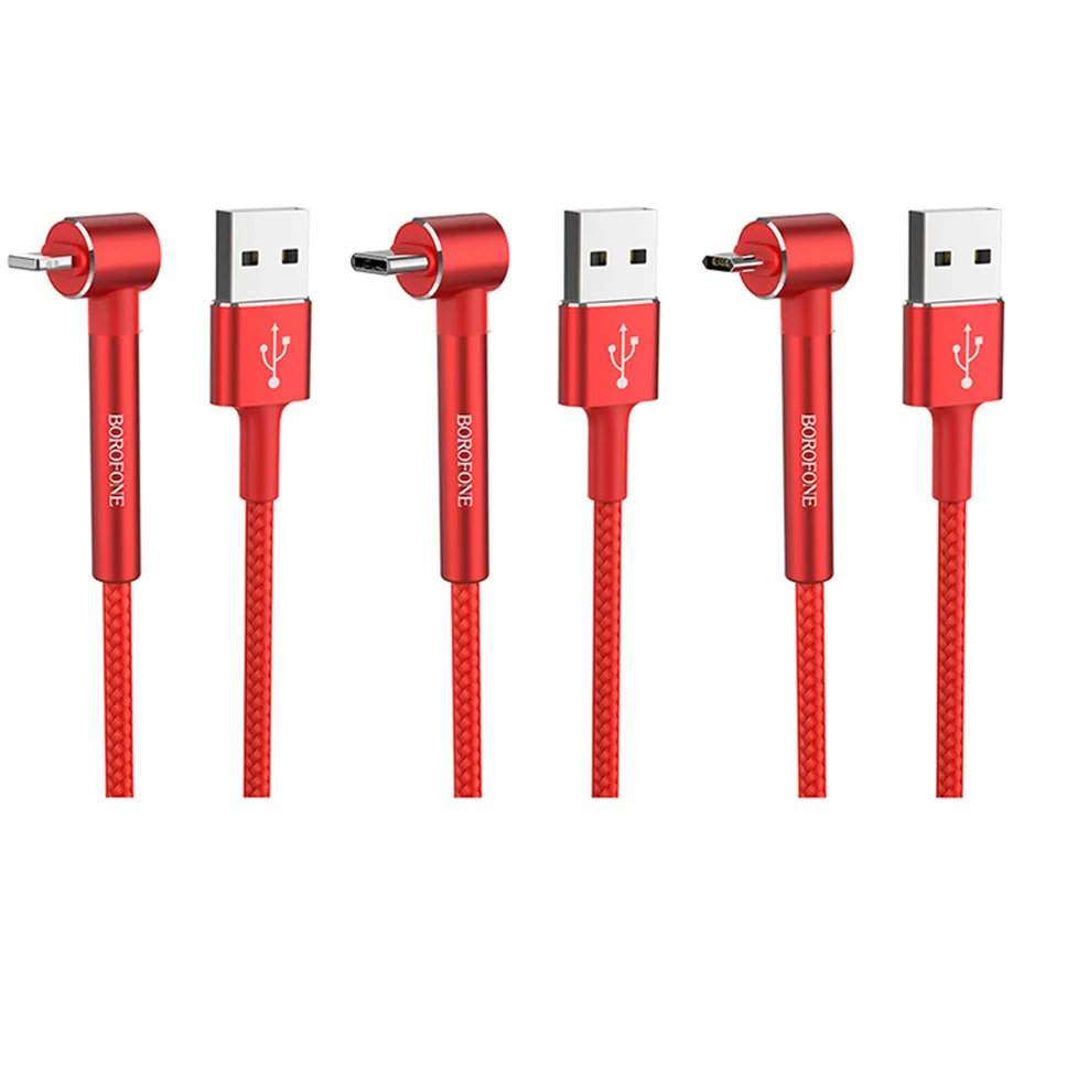 Borofone BU6 плетеный кабель для быстрой зарядки 1,2 м с кабелем usb type-C Micro USB IOS зарядный кабель для iPhone 6 7 8 X XS - Цвет: Красный