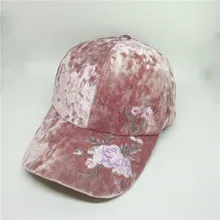 Женские Модные зимняя шапка бархат цветочной вышивкой Бейсбол Кепки s Vogue кость Шапки Snapback Кепки gorras mujer модные аксессуары