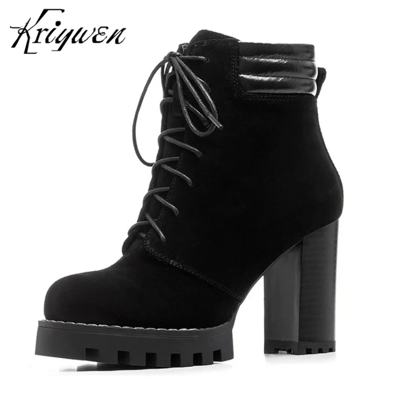 

Genuine Leather Ladies Women Riding&Equestrian Ankle Martin Boots Girl Woman Fashion High Heels Shoes bottes d hiver pour femmes