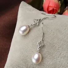 8-9 мм Размеры натуральной Серьги с жемчугом культивированный свадебные серьги Висячие серьги пресноводный жемчуг Модные украшения