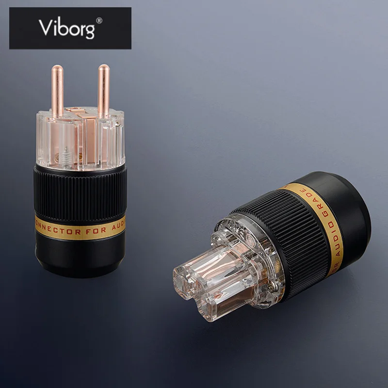 

Viborg 1 Pair IEC Audio Connector EU AC 250V Power Plugs HIFI Speaker Audio Connector Power Cord Plugs Transparent Pure Copper