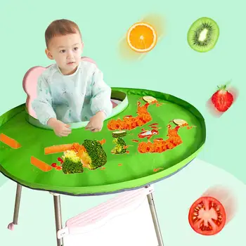 

Foldable Kids Dining Chair Cover Solid Color Portable Eating Mats Dining Bib Tray Anti-food Drop Baby Bib For Children