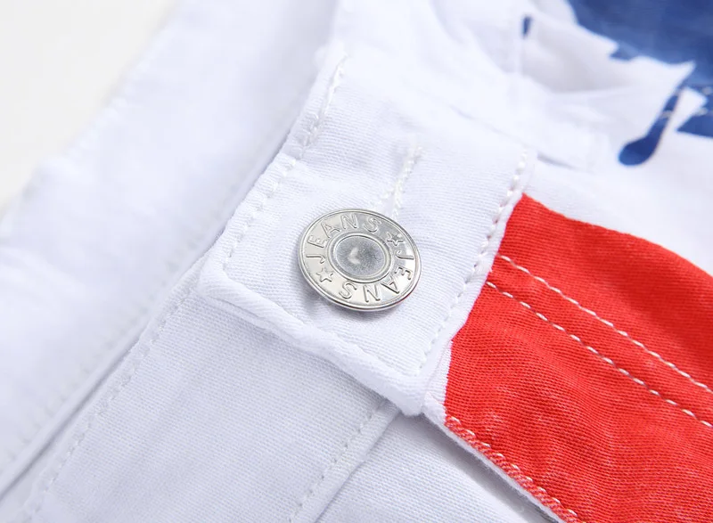 2018 Весенняя Новинка мужские повседневные джинсы роспись белая печать Американский флаг цветной печати модные джинсы чехол прилива