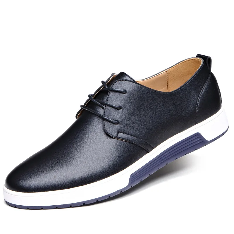 

2016 New Genuine Leather Lace Up Shoes Men Flats Breathable Casual Men Shoes Black Leisure Spring Autumn Shoes for Men 38-44