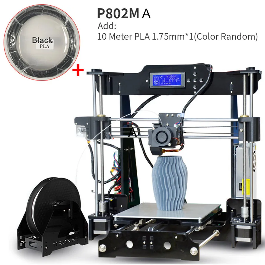 Большой размер 3d принтер Reprap DIY сборка 3d принтер комплект 220x220x240 мм с бесплатной 1 рулонной нитью 8 Гб sd-карта ЖК-видео подарок - Цвет: P802MA 10M